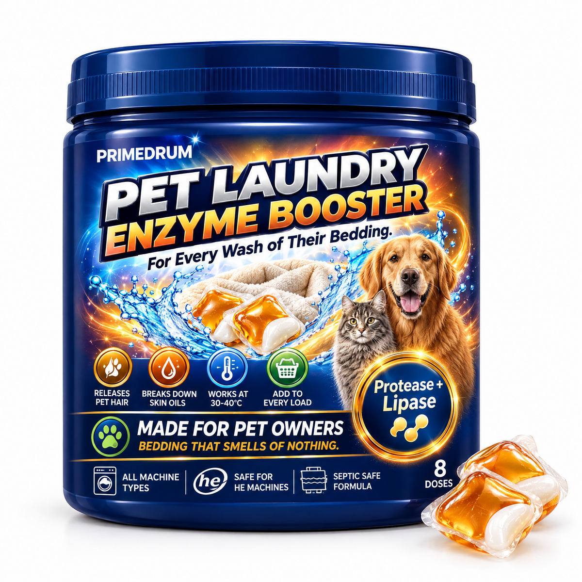 PrimeDrum Pet Laundry Enzyme Booster jar
