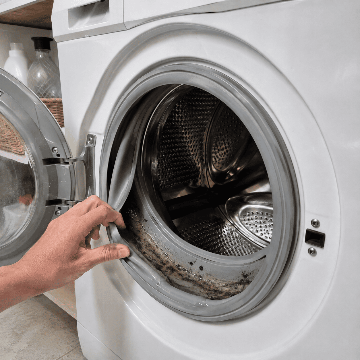 Smuts och beläggningar i tvättmaskinens gummilist