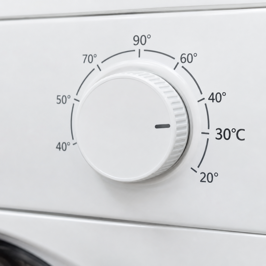 Washing machine dial set to 30 degrees